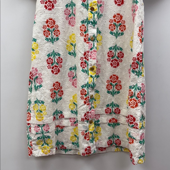 Draper James Embroidered Floral Eyelet Button Down Shirt Dress White Medium - Picture 4 of 9